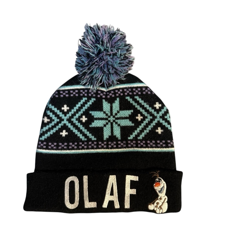Disney Frozen OLAF Cap Knit Pom Pom Fall Winter Hat one Size.